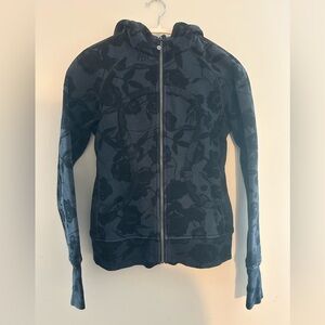 Black and Blue lululemon Floral Zip-Up Hoodie